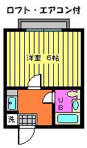 サンハイツ八千代台(1K/2階)の間取り写真