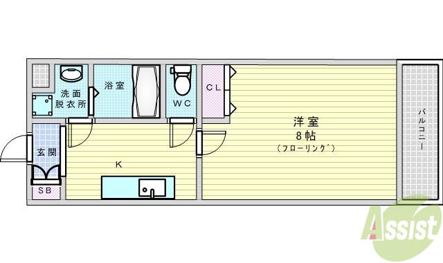コンセルト片山(1K/5階)の間取り写真