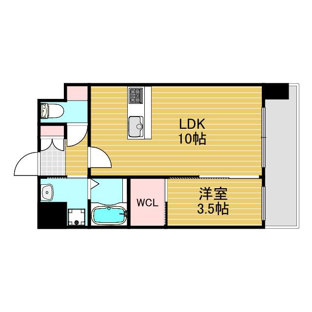 ALIVIS三国本町(1LDK/4階)の間取り写真