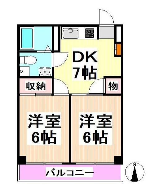 ラ・メゾン国分(2DK/1階)の間取り写真