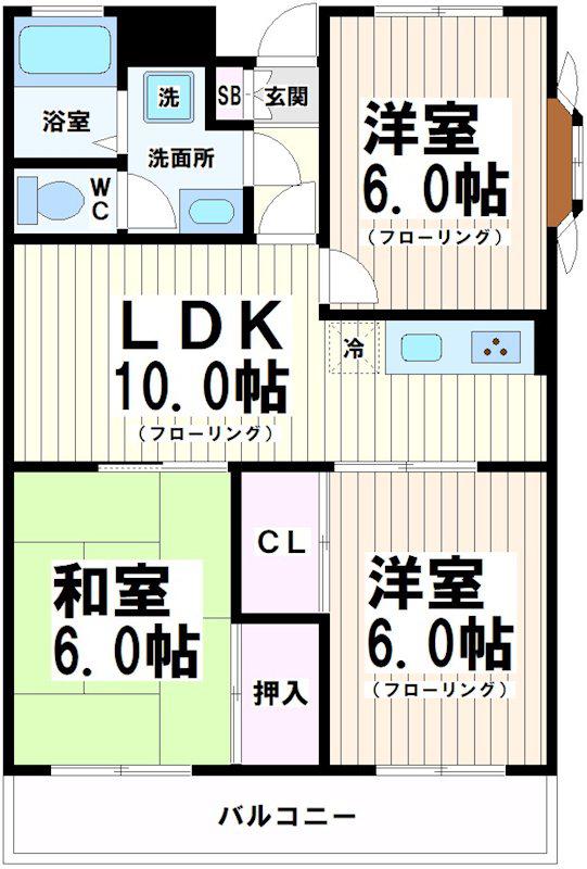 サンパラッツオ壱番館 当社管理物件(3LDK/2階)の間取り写真