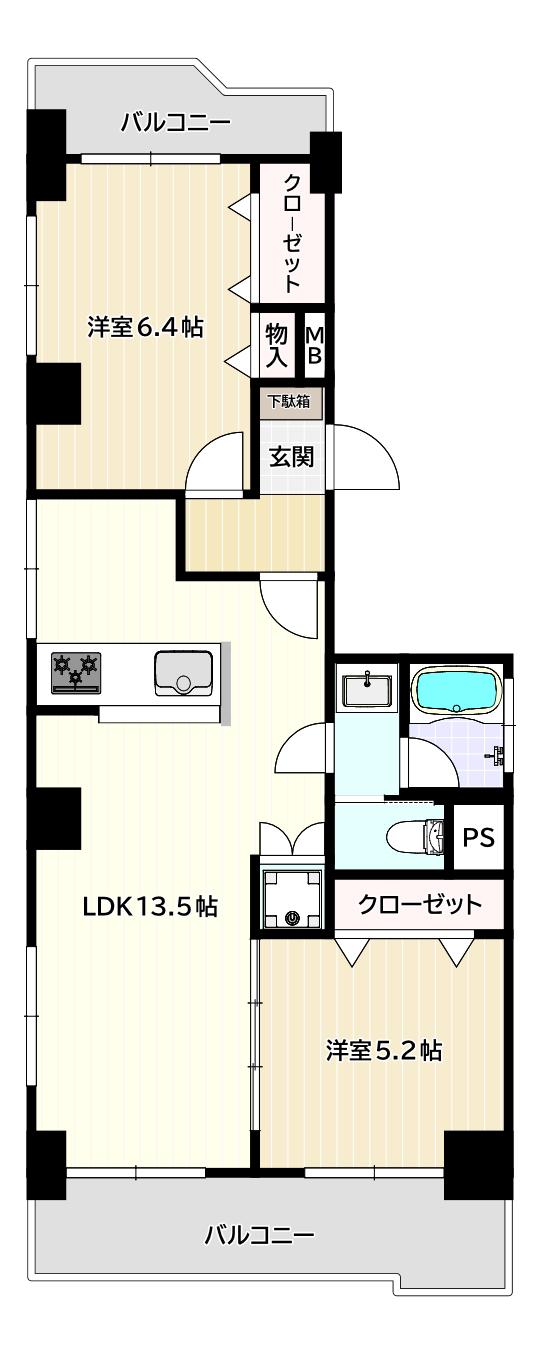 日興パレス文京第2(2LDK/10階)の間取り写真