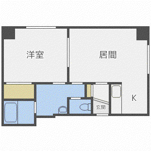 ノペール平和通(1LDK/1階)の間取り写真
