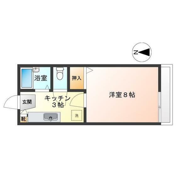 ハイムローゼIII(1K/1階)の間取り写真