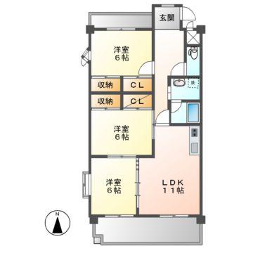 パストラルN(3LDK/3階)の間取り写真