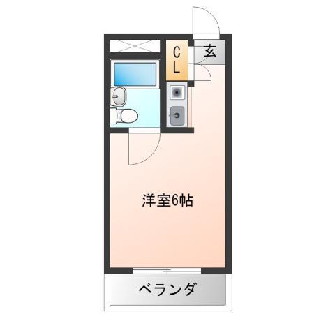 グランシャトー橘(ワンルーム/5階)の間取り写真