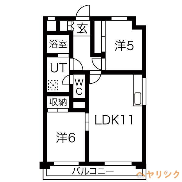 ミラベル元植田(2LDK/2階)の間取り写真