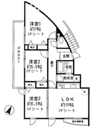 TREFALCO(3LDK/2階)の間取り写真