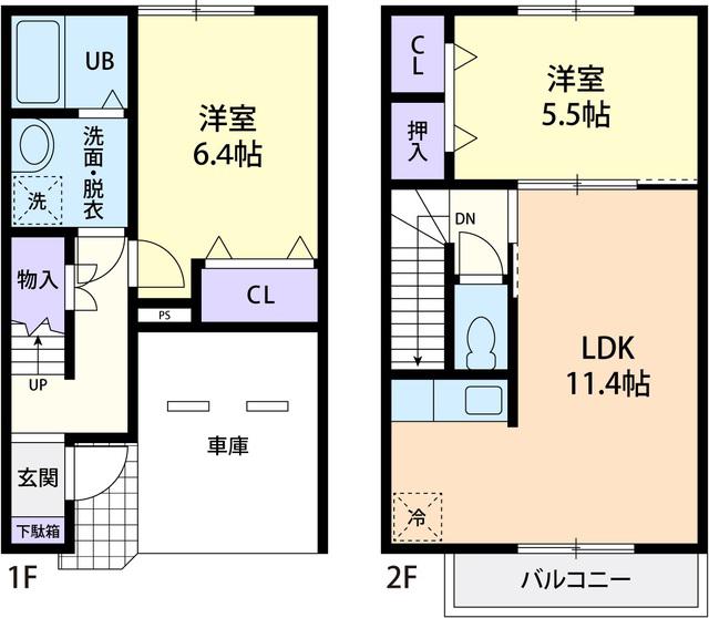 雪月風花(2LDK/1階)の間取り写真