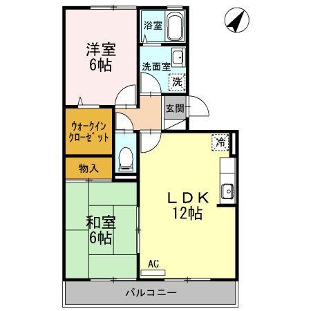 ガーデンハウス藤井A棟(2LDK/3階)の間取り写真