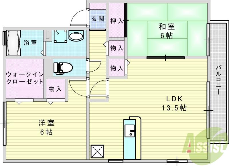 シェーンハイムC棟(2LDK/2階)の間取り写真