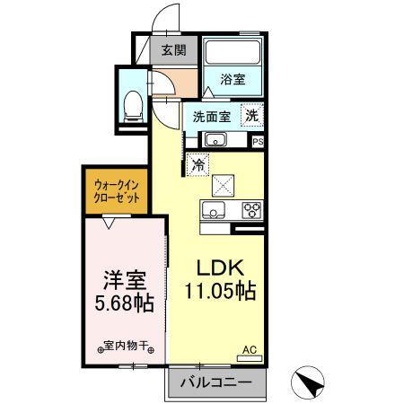 クレールU(1LDK/1階)の間取り写真