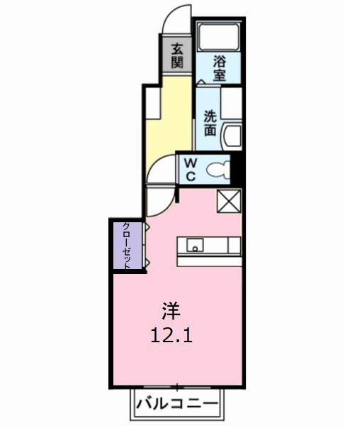 メゾネット・アンジュ弐番館(ワンルーム/1階)の間取り写真