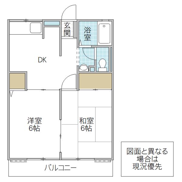 フローラル B棟(2DK/2階)の間取り写真