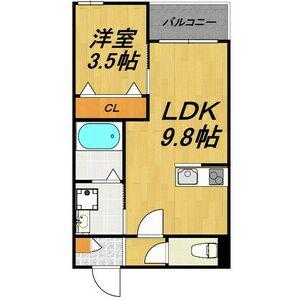 LECOCON天白(1LDK/3階)の間取り写真