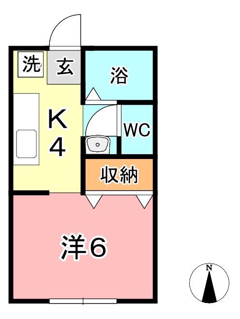 ベルミィー鴨方(1K/1階)の間取り写真