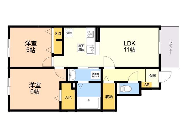 ヴィラユニゾン(2LDK/1階)の間取り写真