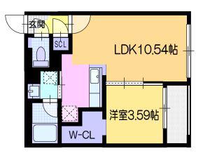 ラ・シュエットS6W14(1LDK/2階)の間取り写真