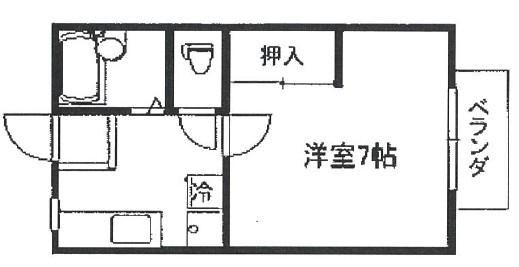 サンシティ小林(ワンルーム/2階)の間取り写真