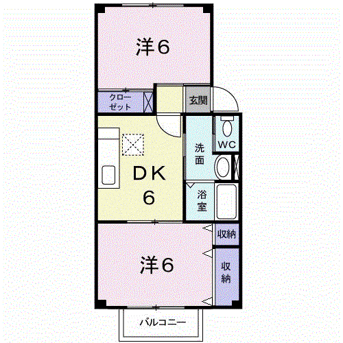 アンシャンテ(2DK/2階)の間取り写真