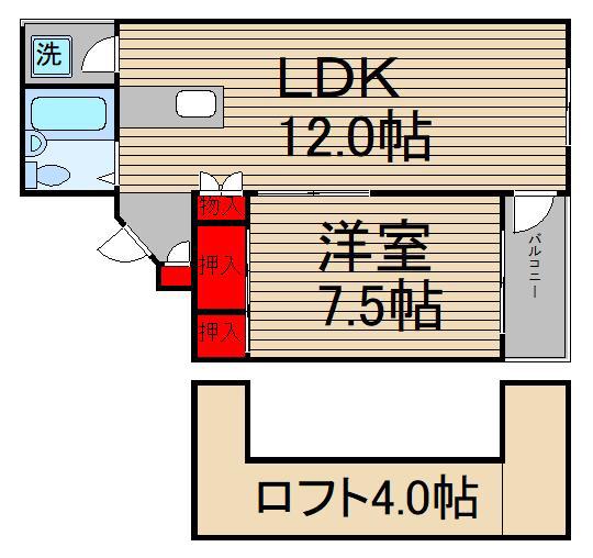 リラハイツI(1LDK/4階)の間取り写真