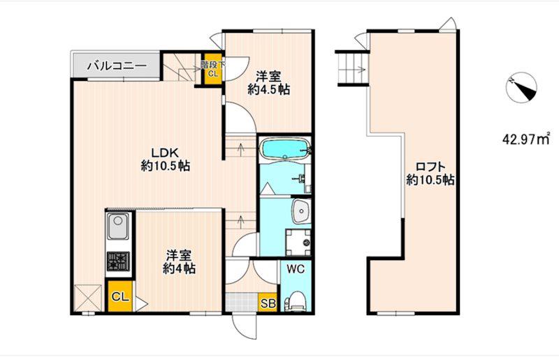 CB箱崎ソルテ(2LDK/2階)の間取り写真