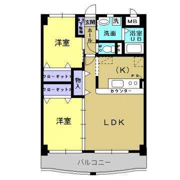 GRANDWELL(2LDK/3階)の間取り写真