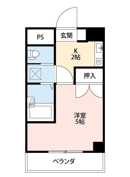 メゾングラン南(1K/2階)の間取り写真