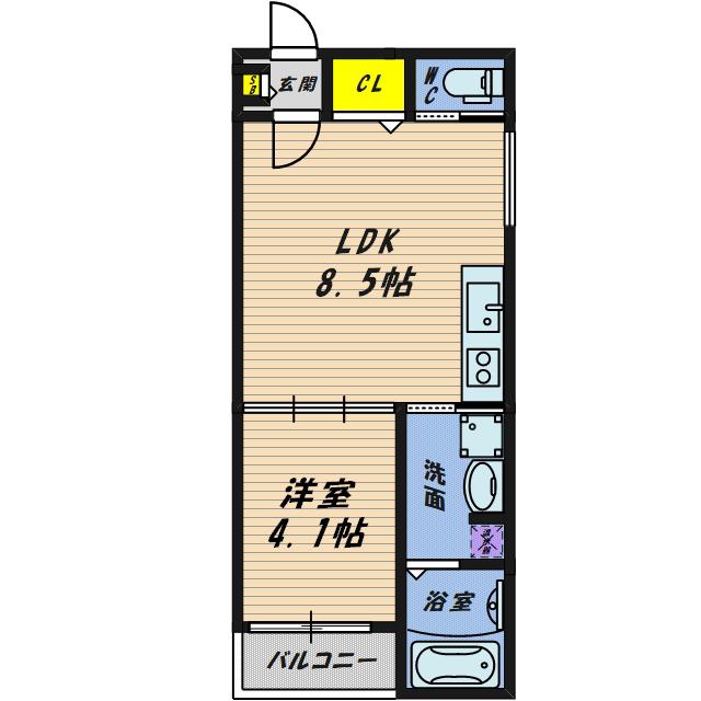 F ASECIA BEID(1LDK/1階)の間取り写真