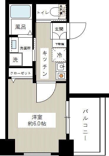 ルクシェール武蔵新田(1K/4階)の間取り写真