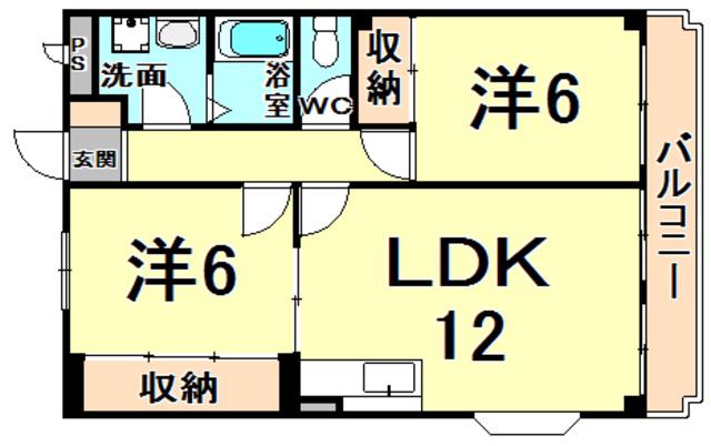 フリーダム武庫の里Ⅰ(2LDK/3階)の間取り写真