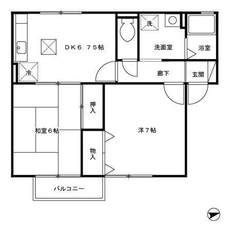 NF角五郎ハイツ(2DK/1階)の間取り写真