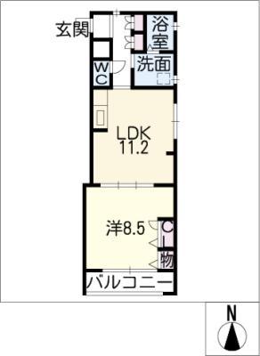 YOSHIX細木(1LDK/1階)の間取り写真