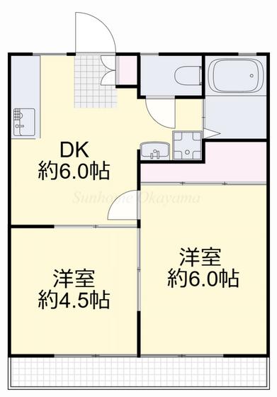 サンパーク青江B(2DK/1階)の間取り写真