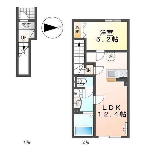小田原市鴨宮アパート工事(1LDK/2階)の間取り写真