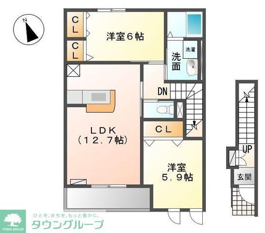 レリーフII(2LDK/2階)の間取り写真