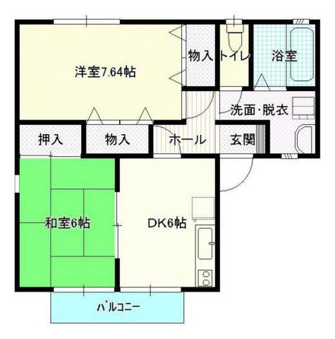 クレセント弐番館(2DK/2階)の間取り写真