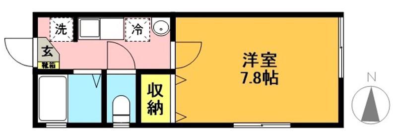 スプリングコート(1K/1階)の間取り写真