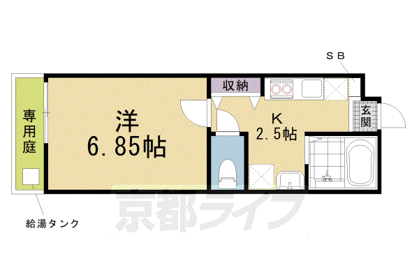 イースト FIELD(1K/1階)の間取り写真