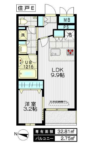 ラフィス中野(1LDK/3階)の間取り写真