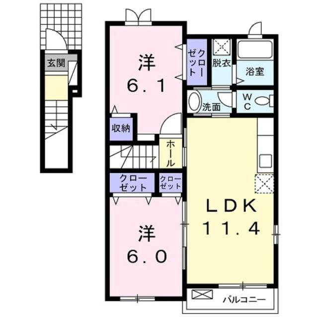 タマテックハイツ III(2LDK/2階)の間取り写真