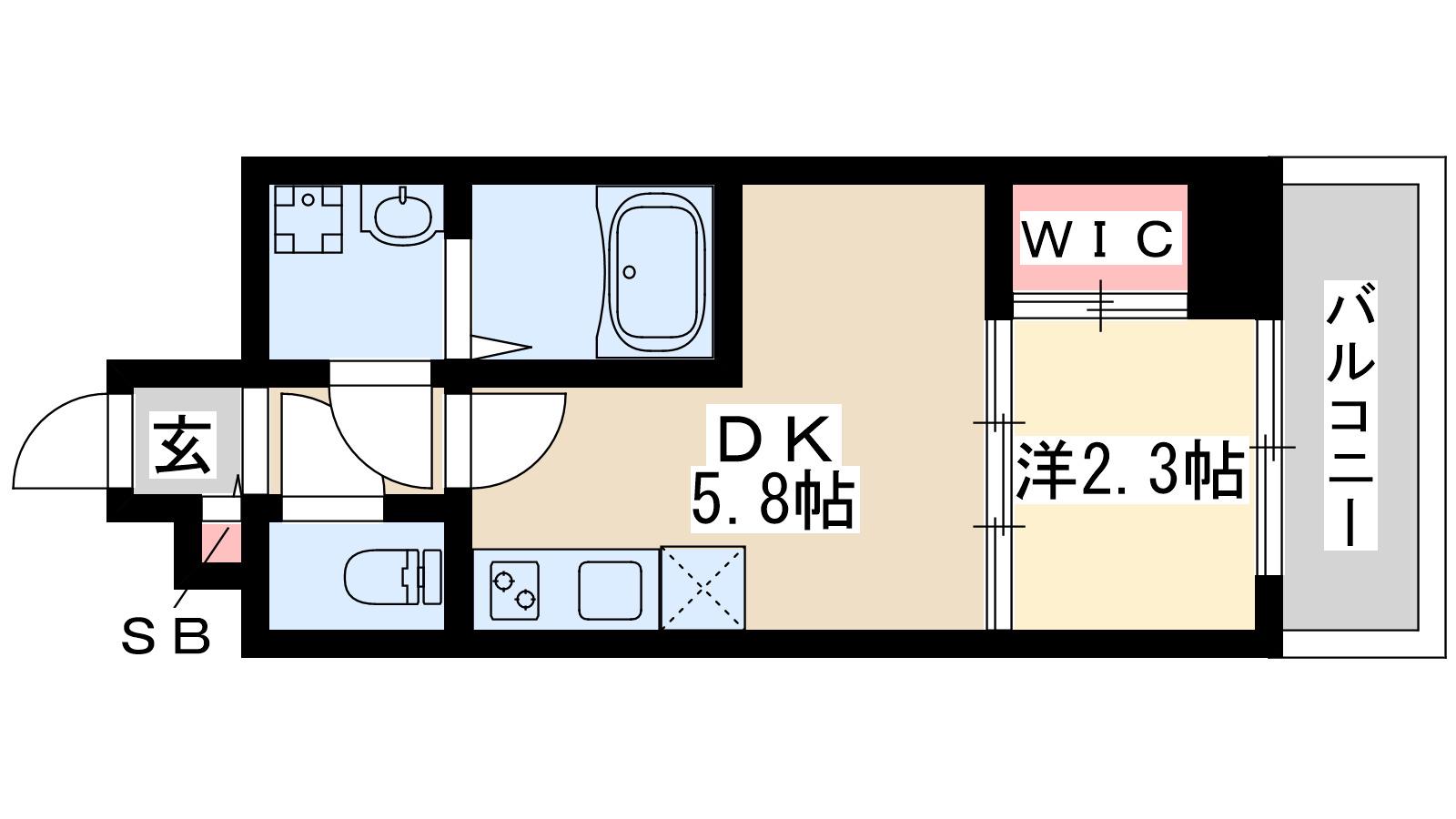 セレニテ江坂グランデ(1DK/12階)の間取り写真