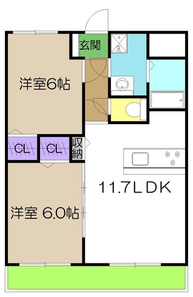 CASABLANCA(2LDK/2階)の間取り写真