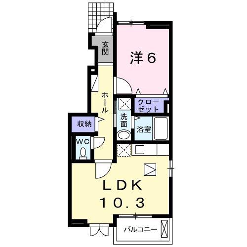 カレント・J II(1LDK/1階)の間取り写真