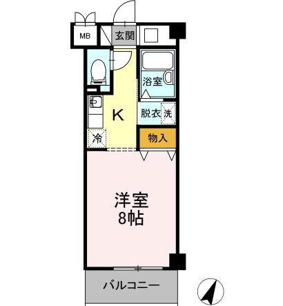 CASA一社(1K/4階)の間取り写真
