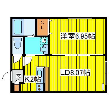 クリアフィールド(1LDK/2階)の間取り写真