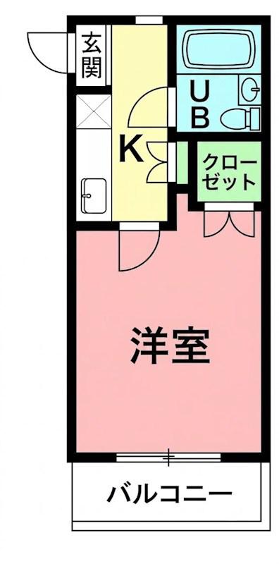 ユースピア本厚木(1K/3階)の間取り写真