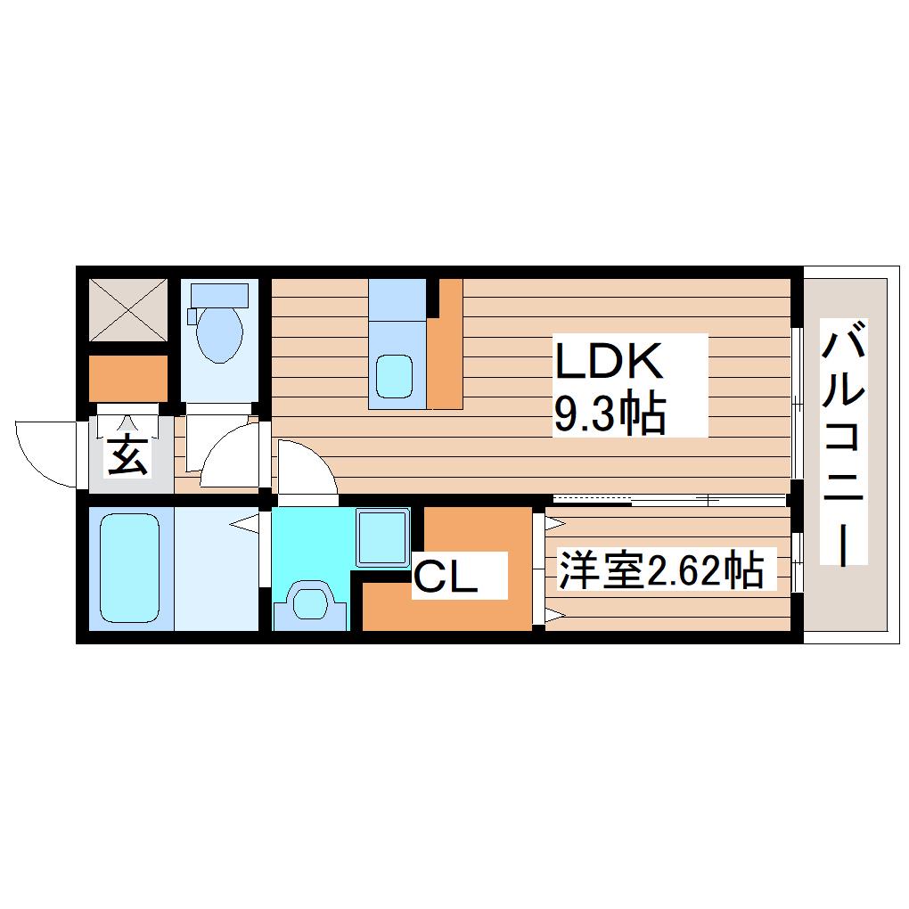 オリンピア長町(1LDK/5階)の間取り写真