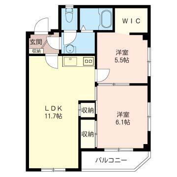 ルミエールB(2LDK/2階)の間取り写真