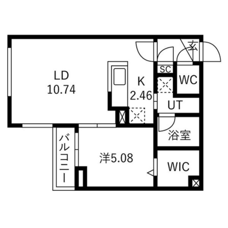カレラ水車町(1LDK/2階)の間取り写真
